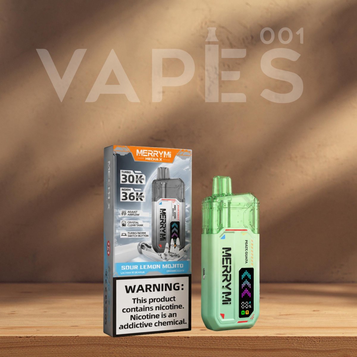 MerryMi - Mecha X 36K - Puff Jetable / Vape Disposable - 3% nicotine - Mode Turbo 30K